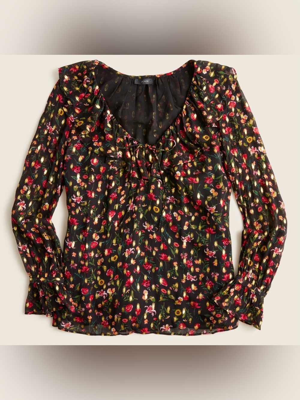 J. Crew Ruffleneck Top in Midnight Vintage Size Small - C36-068